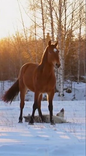 Wild Horse Escapes Wolf Pack in Intense Wildlife Encounter 4K Footage