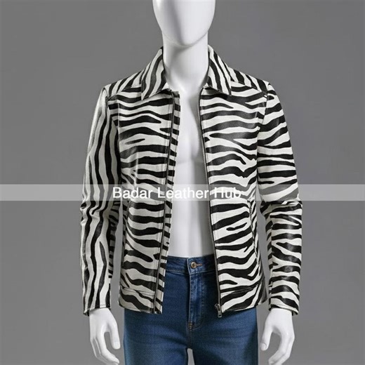 Handmade Zebra Print Genuine Leather Jacket | Men's Fashion Coat - Etsy