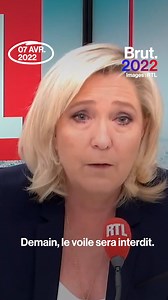 "Demain, le voile sera interdit." L'interdiction du voile dans les espaces publics, Marine Le Pen en parle souvent. Pourtant sa position sur ses restrictions reste floue... | Brut