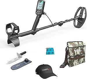 Nokta DETECTION TECHNOLOGIES Simplex Lite Metal Detector with 9.5'' Waterproof DD Search Coil (Simplex Lite Starter Pack),Black