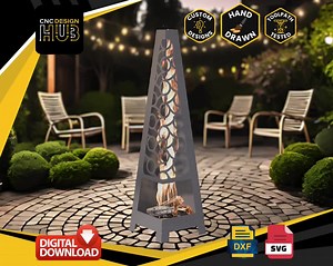 CNC Log Burning Tower: 5 Steel Fire Pit Designs (DXF, SVG Digital Download) - Etsy
