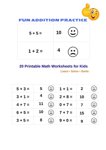 Fun Addition Worksheets | 20 Printable Math Pages | First Grade Activity Pack - Etsy Canada