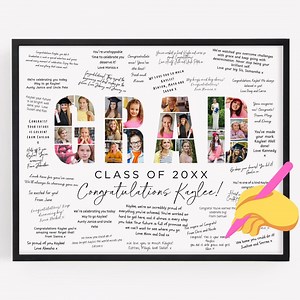 Graduation Collage Poster TEMPLATE With Space for Messages, Photo Collage Board Grad, Signature Graduation Sign Guestbook, Graduation Gift - Etsy