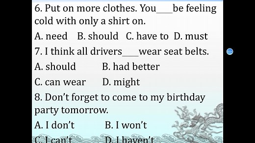 中职英语 基础模块下册 Unit7情态动词