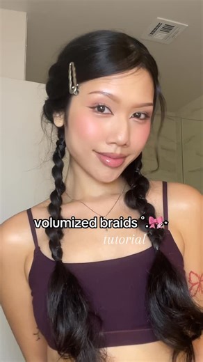 Priscila 🐉 | volumized braids tutorial! i love me some cute braids & this one is pretty easy !! 🎀✨ . #hairstyles #hairtutorial #fyp #explore #girls... | Instagram