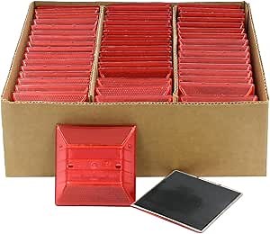 Peel-N-Stick Red Reflective Road Driveway Marker (50 Pack) - Red Pavement Markers - Red Reflective Road Marker