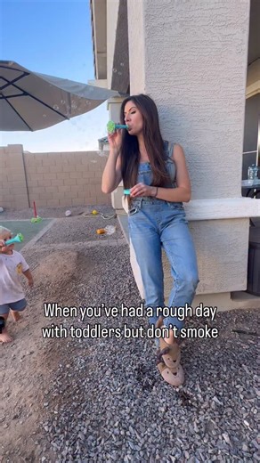 Sometimes you just need a little something to take the edge off lol! Logan and baby Reece even had to get in on the action! They know it’s rough out here with toddlers too lol! Honestly though bubble blowing can actually be therapeutic! It helps toddlers build breath control, focus, and coordination while also teaching them to slow their breathing and self-regulate. And for adults, it’s a gentle reminder to pause, breathe deeply, and let go of stress for a moment. Sometimes the simplest activiti