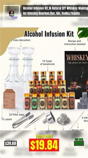 Alcohol Infusion Kit,16 Natural DIY Whiskey Making Kit for Infusing Bourbon,Rye, Gin, Vodk#Shorts