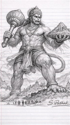 Vishal Roop Hanuman Ji 😱🔥 | Notebook Par Realistic Pencil Sketch ✏️ #shorts#hanuman #short #art