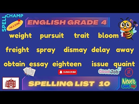 English Grade 4 Spelling List 10
