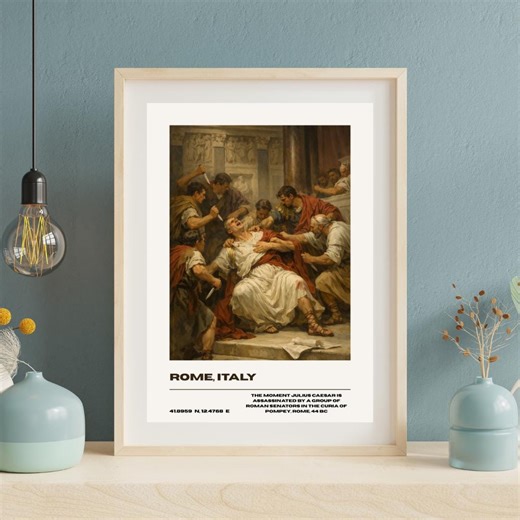 Julius Caesar Assassination Art Print – Roman History Wall Art – Ancient Rome Poster – 44 BC - Etsy