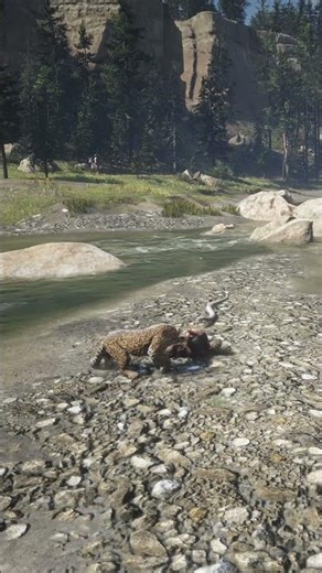Snake Bites Mountain Lion to Save Man! RDR2 #shorts
