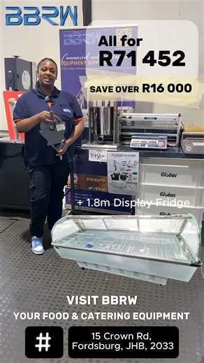 Get your hands on this INCREDIBLE SALE on Butchery Equipment Combo today. With BBRW's combos, you can start or grow a butchery business of any size. It is ideal for butcheries, supermarkets, commercial meat processing applications, and catering industry operators looking for long-term profit and dependable service. Don't miss out on perfecting your meat preparation game! Contact us to place your order NOW. While Stock last!!! 𝗖𝗼𝗻𝘁𝗮𝗰𝘁 𝘂𝘀 𝘁𝗼 𝗽𝗹𝗮𝗰𝗲 𝘆𝗼𝘂𝗿 𝗼𝗿𝗱𝗲𝗿 27 (0) 11 836 