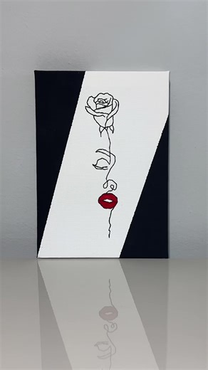 Canvas Art and Embroidery: Rose and Red Lips