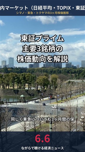 【6/6 国内マーケット】シマノ・東急・トクヤマ 東証プライム3銘柄の3ヶ月株価推移データ公開 #Shorts