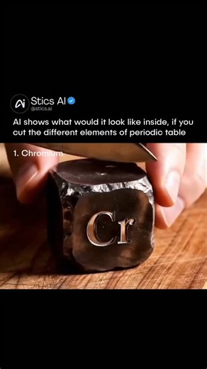 Stics AI | Artificial Intelligence | Tech | Tools | Robotics on Instagram: "Want to create AI ASMR videos like this?. Follow @stics.ai and comment "ASMR" and I will share you complete guide to making AI ASMR Videos. Make sure you have follow the @stics.ai Ever wondered what elements look like inside? 🧪✨ This AI-generated ASMR takes you on a satisfying journey through clean, smooth cuts of elements from the periodic table. From solid metals to gases and crystals, each slice reveals textur