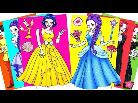 HUNTRIX RUMI & ZOEY DRESS-UP LIKE DISNEY PRINCESS - KPOP DEMON HUNTERS |FASHION STICKER BOOK DIY