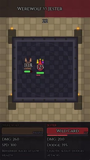 Werewolf VS Jester - Epic 1v1 Auto Battle | The Dark Versus Board