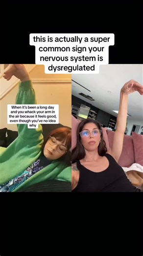 Somatic Exercises with Liz Tenuto on Instagram: "anyone else? 🥹 holding your arm up like this is one way your body is telling you that your nervous system is dysregulated 👇🏼 do you want to stop feeling overloaded and heal your nervous system? get guided through the step by step 👇🏼 heal your nervous system 🔗 on profile 💖✌🏼💖 . . . #nervoussystem #nervoussystemhealing #armintheair #overwhelmed #sensoryoverload Duet w/ emmasmindovermatter on the tok!"