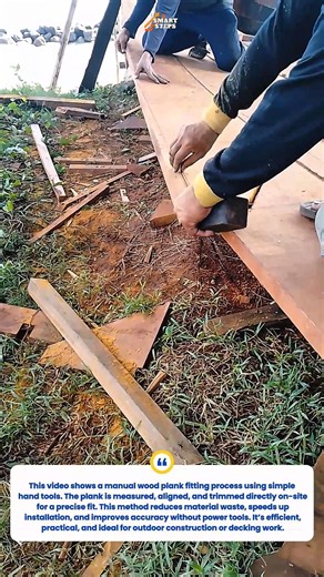 Manual Wood Plank Fitting Method That Saves Time on Construction Jobs
