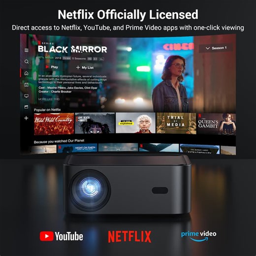 Happrun Smart Projector 1500ANSI Netflix Officially Licensed Full HD