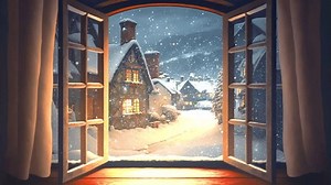 clip-1100870957-snowy-landscape-viewed-windowlanternloopseamless