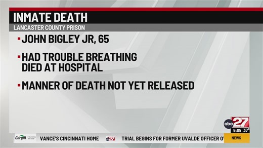 Inmate death reported at Lancaster County Prison