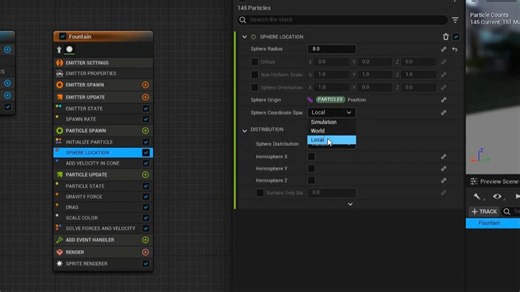 虚幻引擎5_ Niagara教程 粒子基础 局部空间和世界空间的设置