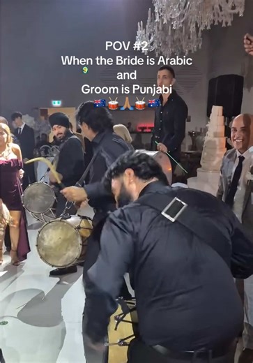 Punjabi Dhol Meets Arabic Drummers at Wedding Entrance
