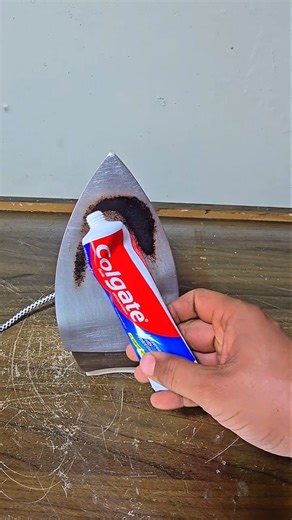 How To Clean An Iron Base Surface With Toothpaste #shorts #toothpaste
