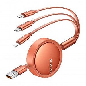 mcdodo Multi Charging Cable, 3 in 1 Retractable USB C Cable, 3A Retractable Charging Cable with Type C/USB A/IP for iOS/iPad/Samsung/Tablets (Green)