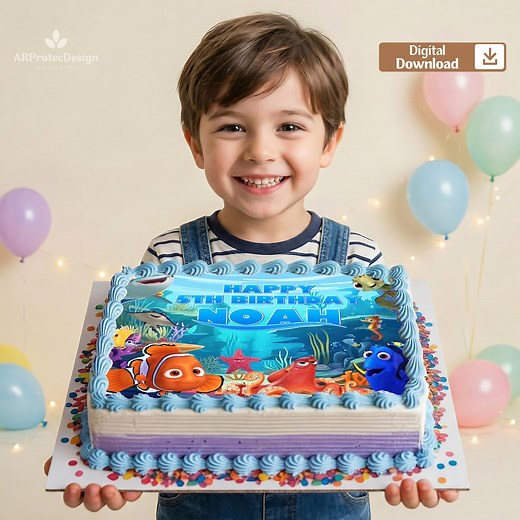 Personalized Finding Nemo Cake Topper, Digital Printable Ocean Theme Birthday Decor for Cake - Etsy