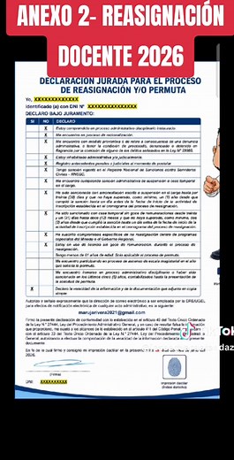 Cómo llenar el Anexo 2 de Reasignación Docente 2026