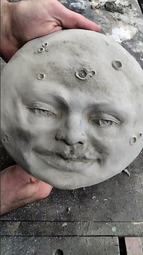 Sculpting Art in Concrete: How to Create a Handmade Cast Stone Moon Face Sculpture, Demold