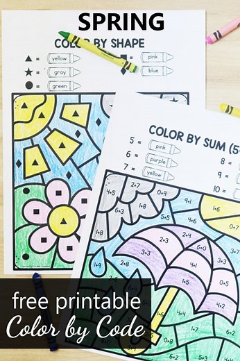 Free Printable Spring Color by Code Math - Fantastic Fun & Learning