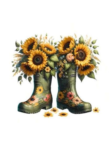 1pc/2pcs/3pcs Wear Vibrant Spring Flowers And Rain Boots With Ironing Heat Transfer Stickers - Washable DIY Clothing Stickers, T-Shirts, Masks, Jeans, Backpacks - Waterproof Floral Patterns, DIY Clothing Stickers | Spring Aesthetic Stickers | Waterproof Stickers, Clothing Stickers | SHEIN