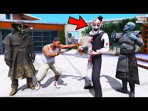 Franklin Fights Serbian Dancing Lady and Creepers Monster in GTA 5 | SHINCHAN and CHOP