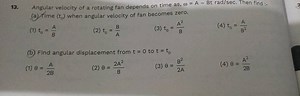 Find angular displacement from t=0 to t=t_{0}... | Filo