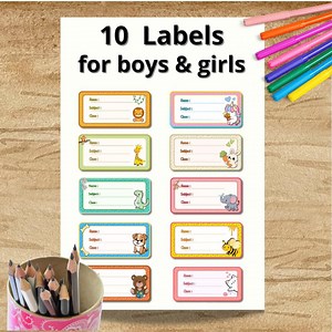 Printable Animal School Book Labels, Back to School Supplies (digital Download) - Etsy Canada