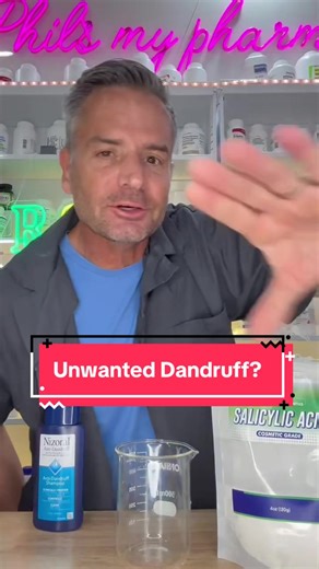 Most dandruff isn’t just dandruff! It’s usually a combination of: 🦠 Yeast ❄️ Flaky buildup 🧴 Scalp inflammation That’s why one shampoo rarely works. Pharmacy trick: Mix ketoconazole shampoo with a little salicylic acid. ✔ Ketoconazole targets the yeast ✔ Salicylic acid removes the flaky buildup Two mechanisms. One wash. Use 3–4x weekly if it’s bad, then 1–2x for maintenance. #philsmypharmacist #dandruff #pharmacyhacks
