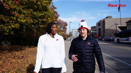 4.7K views · 360 reactions | Kwik Trip to Kwik Trip 홀홥. 4️⃣: Devyn Robinson is back, this time with Wisconsin Men's Hockey captain Owen Lindmark. They're talking hockey fights, favorite campus spots, and breakfast sandwiches! | Wisconsin Badgers | Facebook