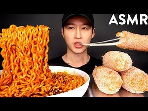 ASMR SPICY FIRE NOODLES & MOZZARELLA CORN DOGS MUKBANG (No Talking) EATING SOUNDS | Zach Choi ASMR