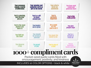 Printable Mini Compliment Cards Uplifting Quote Cards Digital Positivity Cards Appreciation Note Cards Words of Encouragement Gift Cards - Etsy