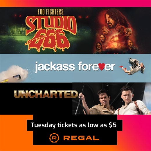 Happy Value Days! 🤩 Today, you can enjoy discounted ticket prices as low as $5 at Regal. Get your tickets now! 🎟️: https://regmovi.es/2XnxMpp | Regal