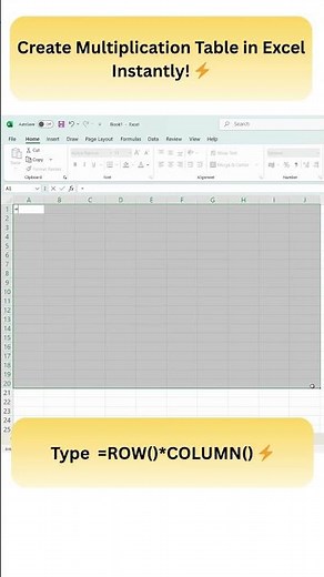 Create Multiplication Table in Excel Instantly! ⚡ #Shorts