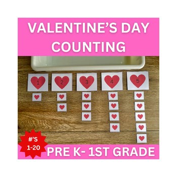 Valentine’s Day Counting 1–20 Math Center | Pre-K, Kindergarten, 1st Grade