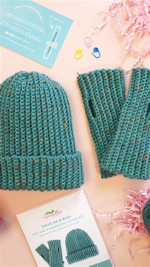 Caterpillar Crochet | Beginner Crochet Kits and Tutorials on Instagram: "Crochet newbies, this one's for you! Say hello to the Snug as a Bug Hat and Fingerless Gloves crochet kit - available now! 🧤 Totally cosy and totally beginner friendly. Slow down with a spot of crochet time and let us walk you through every single step to create @smileycrochetthings Snug as a Bug beanie hat and matching fingerless gloves using @kingcoleltd yarn. The kit contains absolutely everything you'll need, including