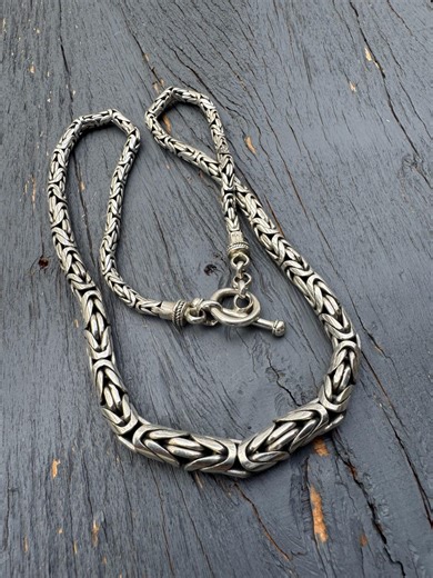 Vintage Sterling Silver Byzantine Chain Necklace, 18 Inch Heavy Link Chain, 54.5g, Marked 925 - Etsy
