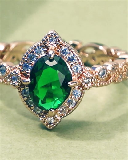 May Birthday Bombs are available now! Gorgeous shades of emerald and CZs set in rhodium and rose gold settings look like a classic, heirloom ring. Contact a Party Rep today to get your jewels! | Bomb Party