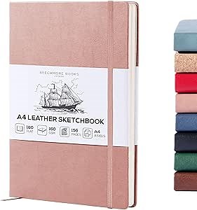 Beechmore Books A4 Mixed Media Sketchbook - 8.5"x11" Hardcover Lay-Flat Art Journal, 160 GSM / 98 lb Professional Ivory Paper, 156 Perforated Pages, Gift Box, Ink, Drawing and Light Watercolor